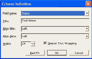  Column Definition ( )