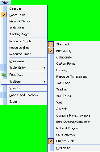  View > Toolbars ( >  )